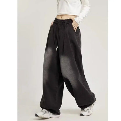 y2k american street hip hop men and women trendy personality straight tube loose jeans couple retro washed wide leg casual pants urban skinny jeans