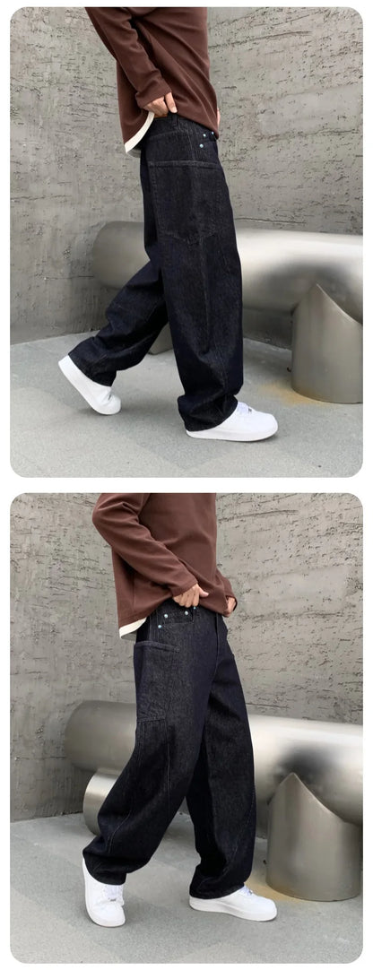 men denim streetwear fashion brand hip hop loose casual wide leg cargo harem jeans pant cityboy y2k baggy jeans trousers unique cargo style 1791