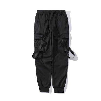 US Size Streetwear Sweatpants Men Jogger Ribbon Pocket Elastic Waist 2022 Fashion Hip Hop Mens Joggers Cargo Black Pants HZ155 Street King Limited