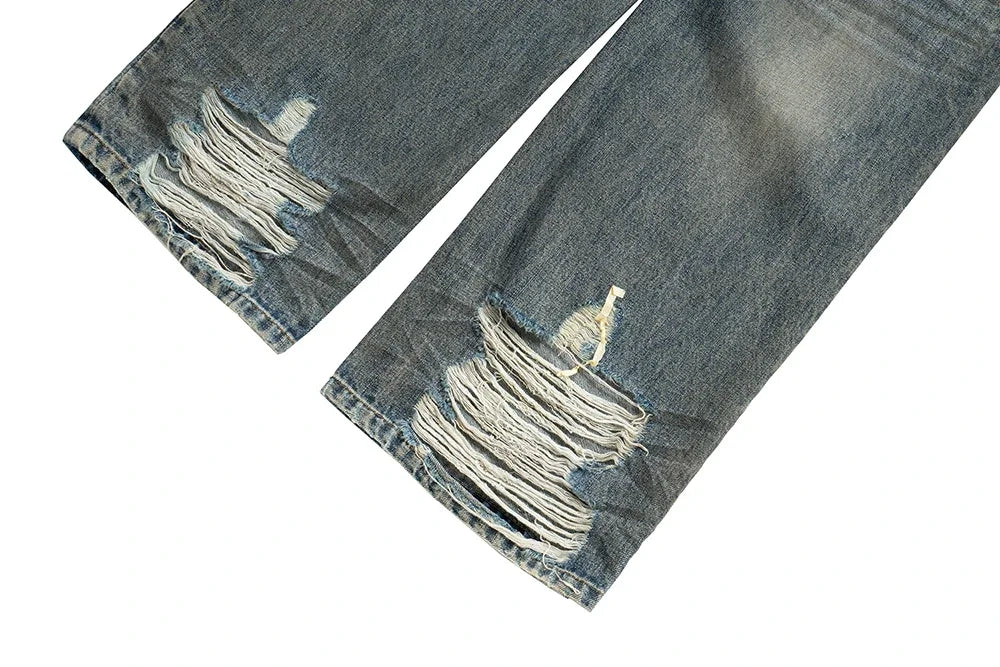 Harajuku Streetwear Washed Dirty Baggy Blue Jeans for Men and Women Straight Vintage Casual Denim Trousers Ropa Hombre Cargos Street King Limited