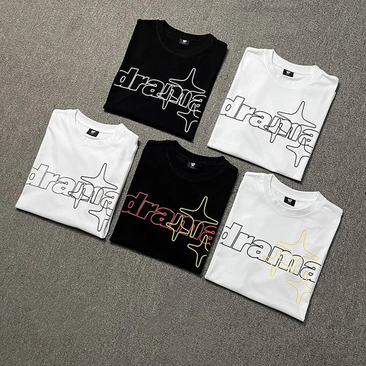 2024ss Drama Call T-shirt Men Women 1:1 High Quality Stars Letter Print Fashion Street Lovers Casual Tops Tee Street King Limited