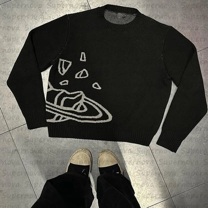 Traf-2024 Women's Sweater zssiibo Official Website Autumn and Winter New Y2K Printed Pattern Couple's Hoodie Women's Wear Street King Limited