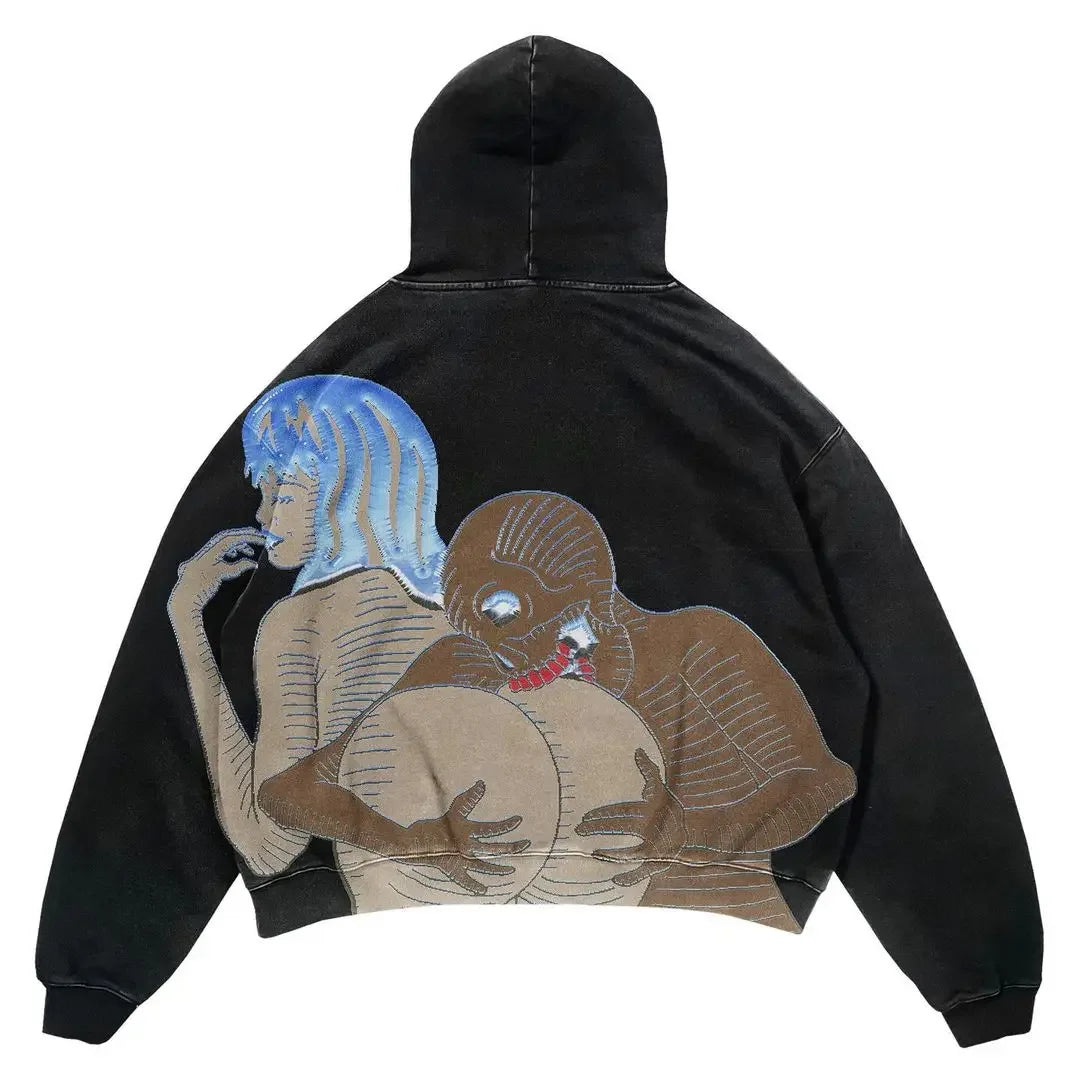 Harajuku Thickened letter print Goth Hoodies Women Oversized Streetwear Hoodie Vintage Tops Sweatshirt Y2k Clothes Men Clothing Street King Limited
