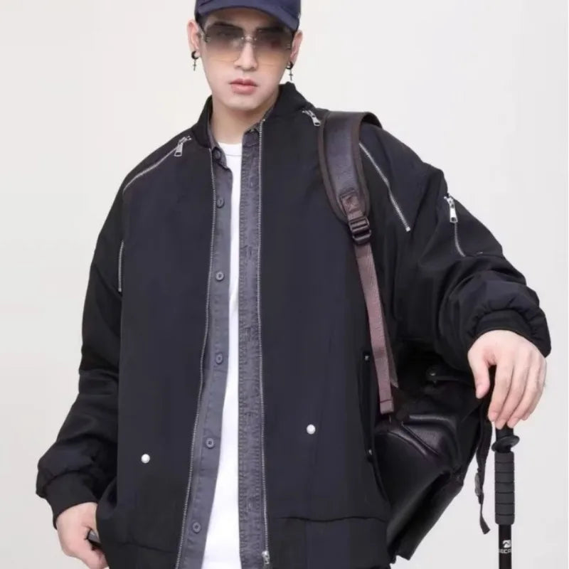 2024 spring american pilot jacket mens multi pocket trendy street loose bomber cardigan couple fashion zipper baseball coats unique default style 2790
