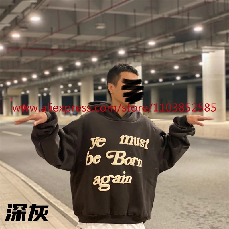 Autumn Winter New 2024 Vintage American Long sleeved Hoodie Men's Heavyweight Letter Embroidered Print High Street Tops Oversize Street King Limited