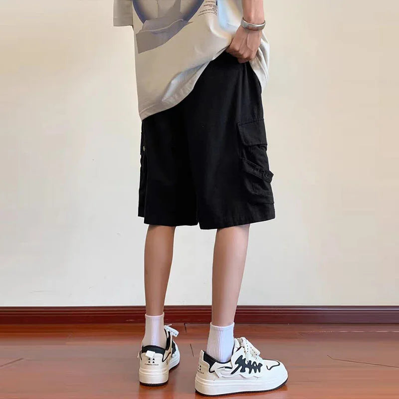 summer mens cargo shorts 2024 new outdoor multi pocket basketball casual loose work pants male drawstring y2k bermuda hombre multi-pocket cargos