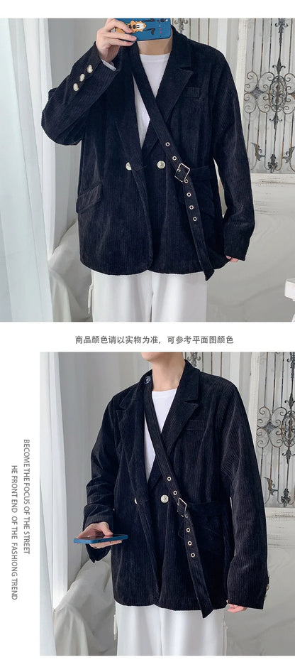 Streetwear Men's Fashion Cotton Suit Blazer Breathable And Comfortable 2023 Autumn Street Handsome Casual Oversize Suit Jacket Street King Limited