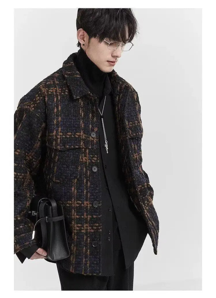 Spring and Autumn High Street Men and Women Trendy Personalized Plaid Collar Jacket Couple Retro Korean Coat Harajuku Top y2k Street King Limited