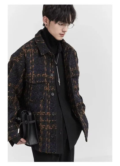 Spring and Autumn High Street Men and Women Trendy Personalized Plaid Collar Jacket Couple Retro Korean Coat Harajuku Top y2k Street King Limited