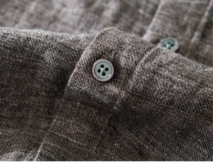 Vintage Linen Shirt Men Spring Autumn New Khaki Lapel Loose Long Sleeve Shirt Retro Casual Solid Breathable Cardigan Top Tees Street King Limited