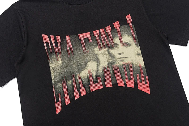 C.E T-shirts Men Woman Good Quality Cotton Casual Loose Vintage Abstract Face Printing Summer O-Neck CAVEMPT Top Tee Street King Limited