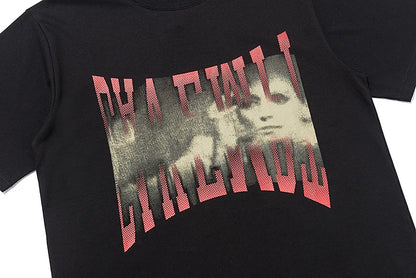 C.E T-shirts Men Woman Good Quality Cotton Casual Loose Vintage Abstract Face Printing Summer O-Neck CAVEMPT Top Tee Street King Limited