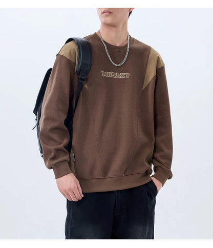 Men Handsome Splice Embroidery Fashion Loose Casual Pullover Sweatshirt Spring Autumn Plus Size Hoodies for Man Clothing Street King Limited