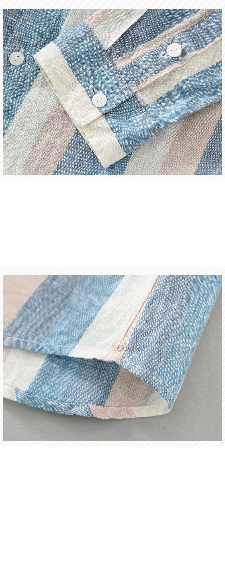 Linen Vertical Striped Long-Sleeved Shirt Men's Summer Thin Breathable Three-Quarter Sleeve Cotton And Linen Artistic Shirt Street King Limited