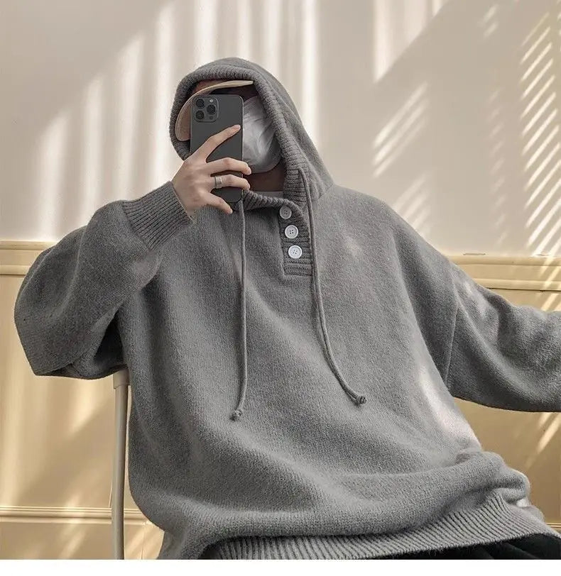 American style trend personalized trend lazy style for men and women hooded sweater loose and casual knit top for couples y2k Street King Limited