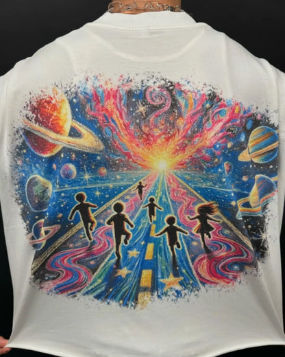 2024 Summer Colorful Cartoon Pattern Printed T-Shirt Men's Y2K Harajuku Casual Versatile Street Hip-Hop Round Neck Short Sleeve Street King Limited