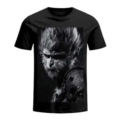Black Myth Wukong Printed Oversized Short-sleeved Top Men Y2k American Street Casual Breathable Cotton Round Neck T-shirt Women Street King Limited