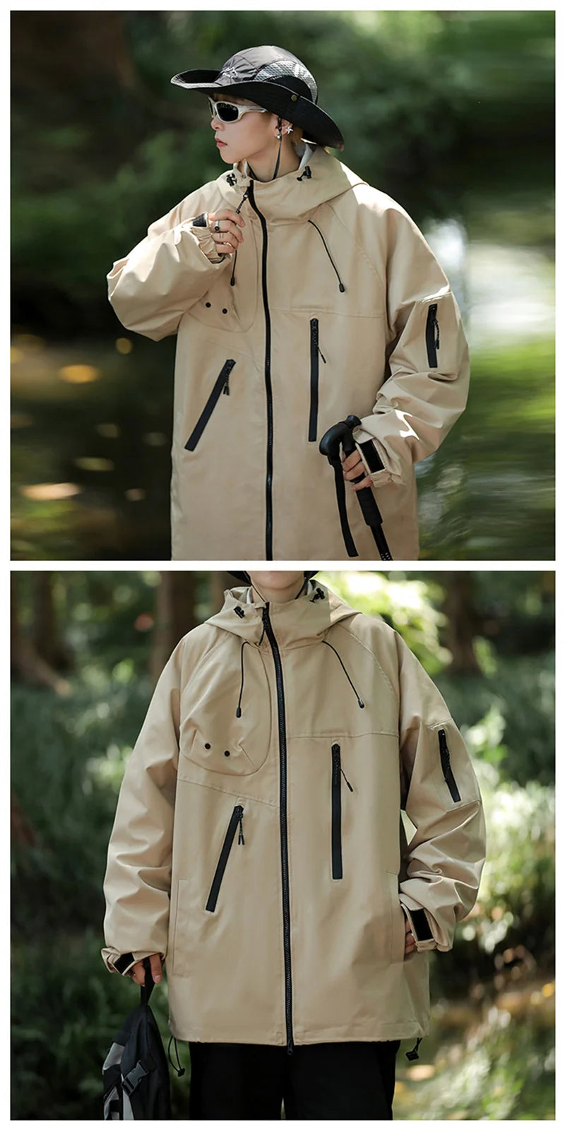 mens vintage waterproof outdoor functional jacket windbreaker camping sports elastic hoodie jackets autumn new fashion overcoat unique default style 154