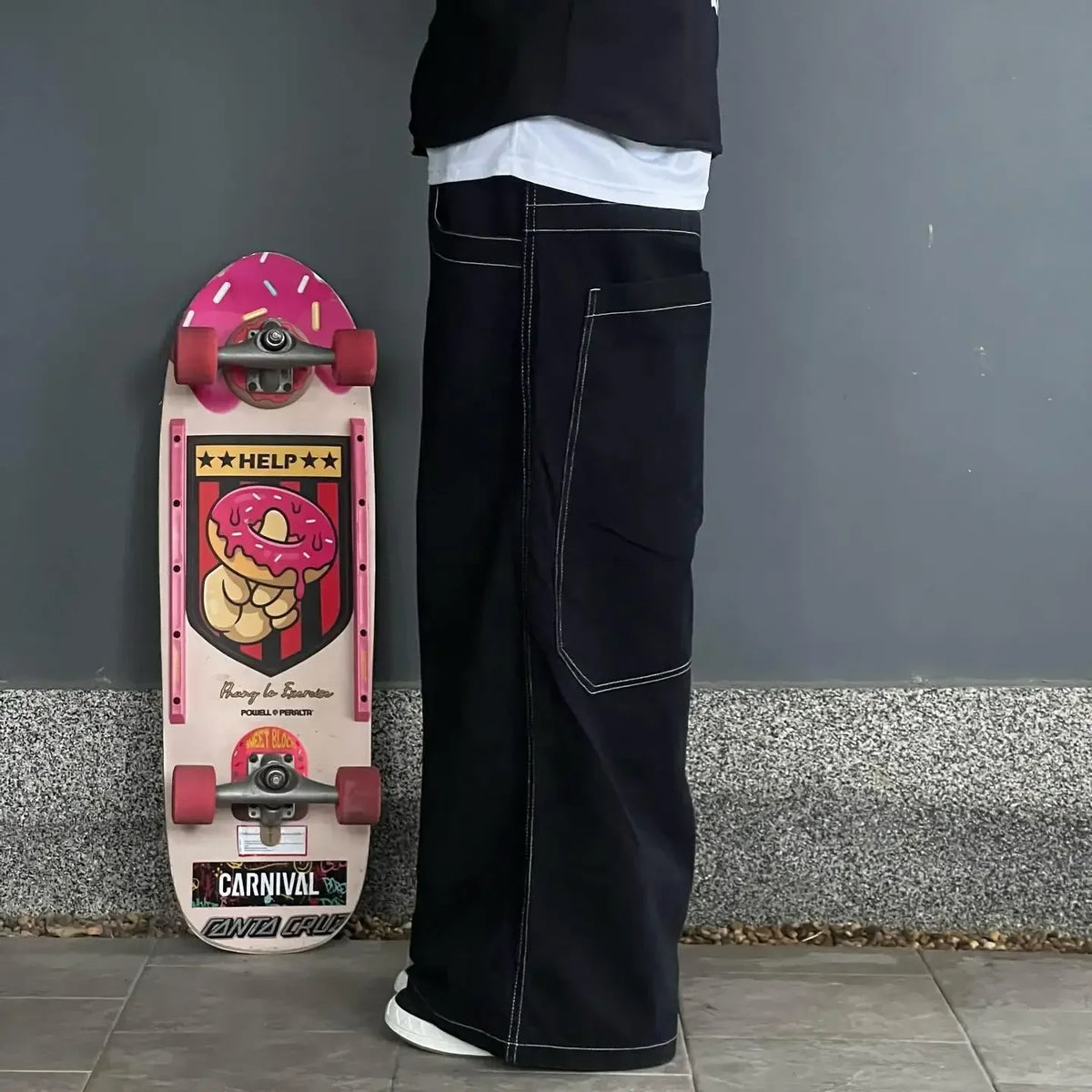 harajuku black pants hip hop retro men women gothic high waist wide trouser graphic embroidered baggy jeans streetwear y2k jeans unique jeans style 1798