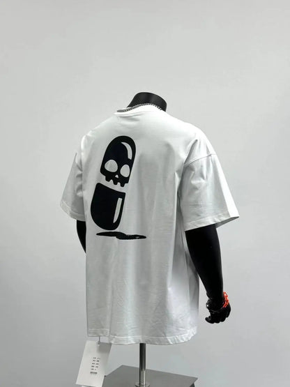 Heavy cool T-shirt pure cotton trendy brand new printed short-sleeved summer American ins loose trendy casual men clothing tops Street King Limited