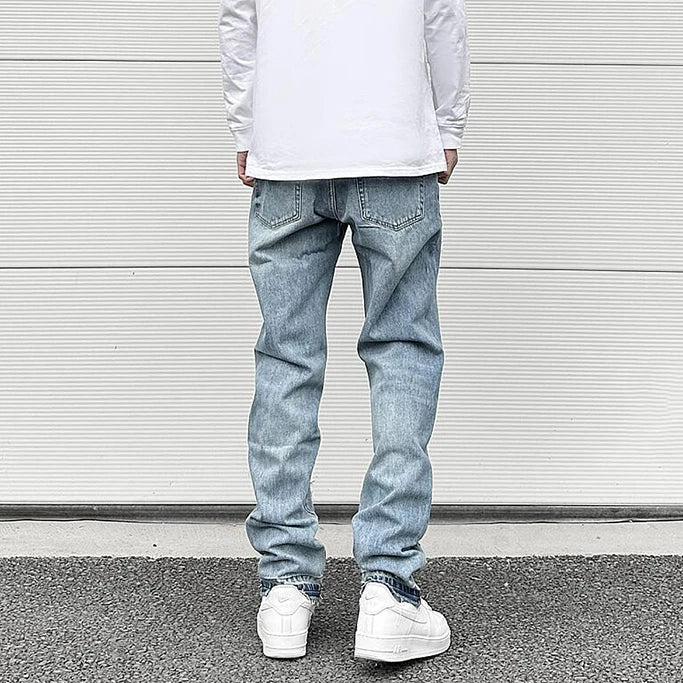 letters patckwork bottom ripped denim jeans men casual straight biker trousers fashion streetwear hip hop jean pants joggers unique joggers style 2726