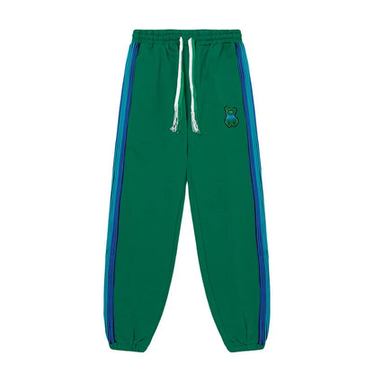 New High 2022 Men Embroidered Bear Green Comfortable Sports Hip hop street Embroidered Lotus Casual Pants Sweatpants Parkour #12 Street King Limited