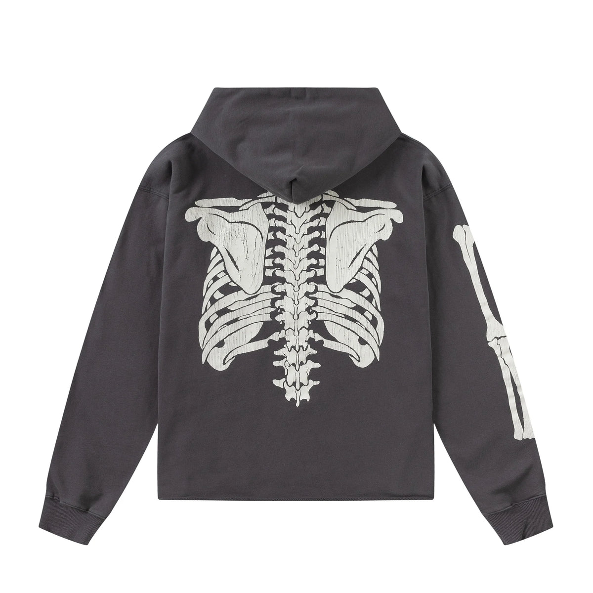 2024 SM Skeleton Rib Cracked Printed Hoodie High Street Washed Outdated Couple Loose Hoodies Street King Limited
