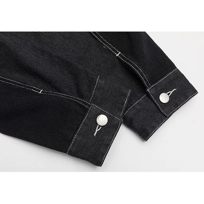 black denim splice coat mens streetwear fashion vintage loose casua plus size denim jacket man spring autumn coat outerwear unique jeans style 880