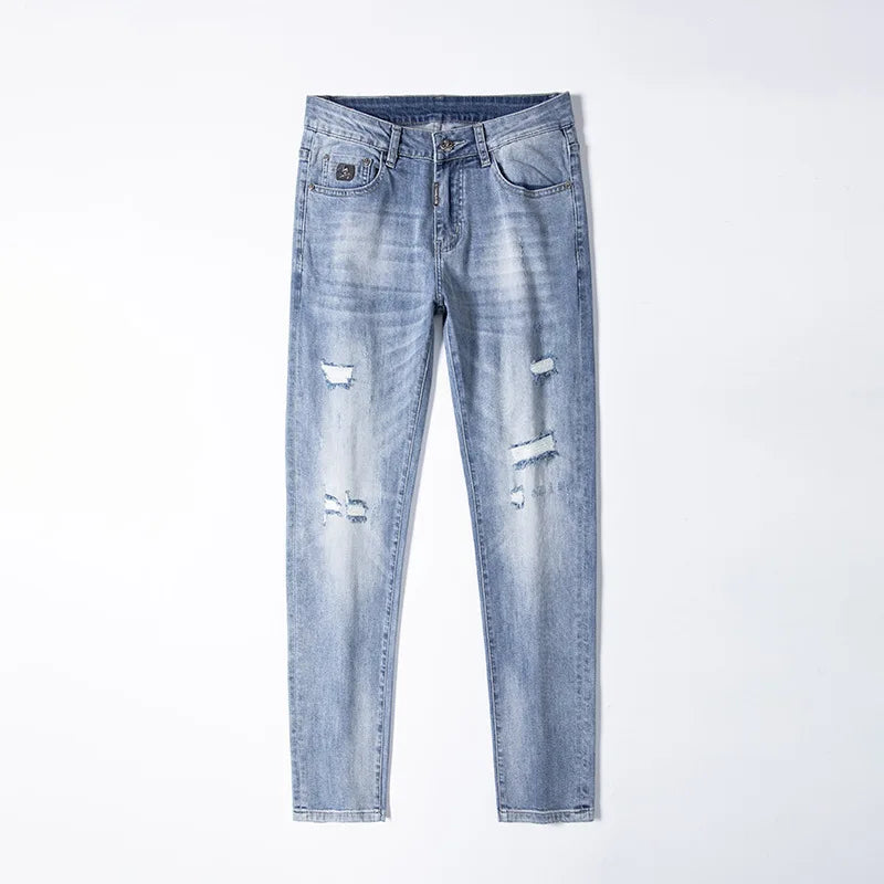 high 2023 new classical pirate metal skull bone luxurious embroidered jeans cotton denim pants comfort casual jeans 28 38 204 urban skinny jeans