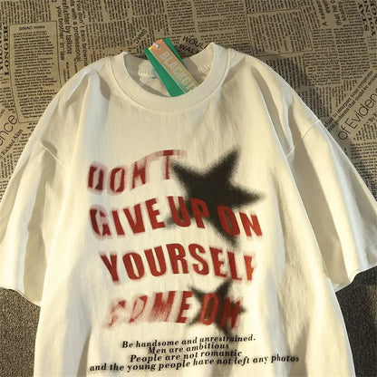 Heavy cotton short-sleeved T-shirt men's spring and summer loose European and American style high street hiphop T-shirt tops emo Street King Limited