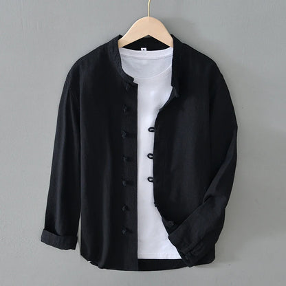 Men's Shirt Vintage Cotton Linen Long Sleeve Shirt Spring Summer Autumn Loose Fashion Casual Blouse Male Plus Size Cardigan Top Street King Limited