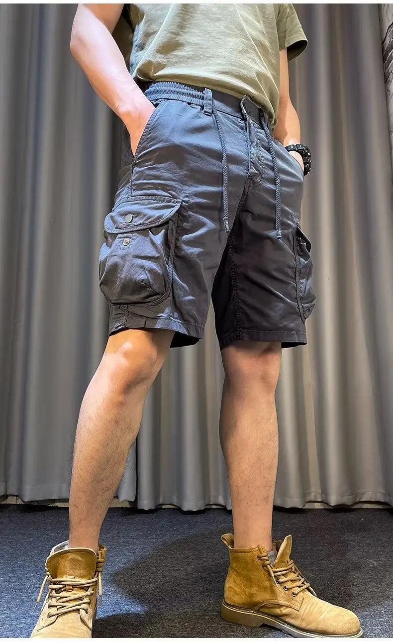Men Trend Cargo Shorts Cotton High Quality Hot Sale Hip Hop Punk Wash Military Multi-pocket Casual Male's Outdoor Straight Short Street King Limited