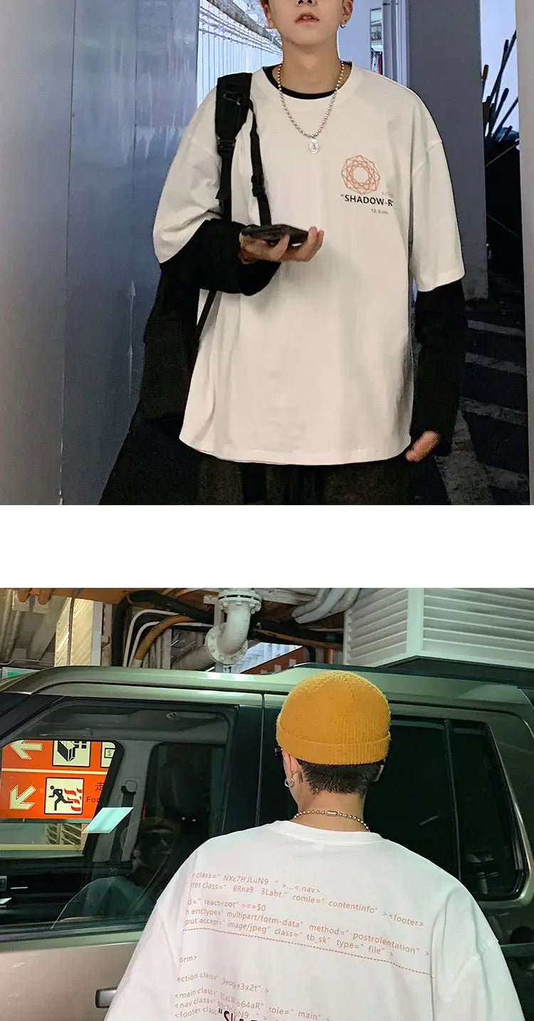 Summer quarter-sleeved men's T-shirt ins clothes trend Korean style loose mid-sleeve short-sleeved T-shirt half-sleeved T shirts Street King Limited