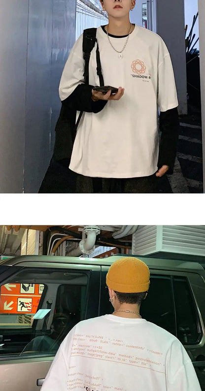 Summer quarter-sleeved men's T-shirt ins clothes trend Korean style loose mid-sleeve short-sleeved T-shirt half-sleeved T shirts Street King Limited