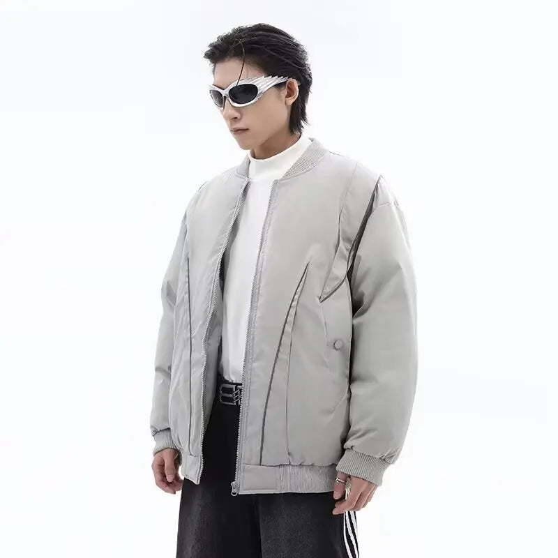 Winter Thickening Flying Baseball Uniform Solid Multi Pocket Simplicity Warm Cotton Jacket 2024 New Streetwear Male Parkas Street King Limited