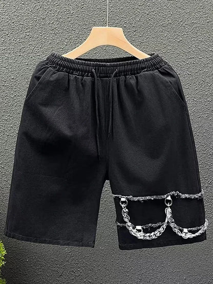 summer men suede straight shorts 2024 new y2k streetwear design drawstring bermudas hombre vintage baggy basketball shorts unique shorts style 3220