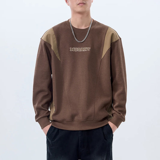Men Handsome Splice Embroidery Fashion Loose Casual Pullover Sweatshirt Spring Autumn Plus Size Hoodies for Man Clothing Street King Limited