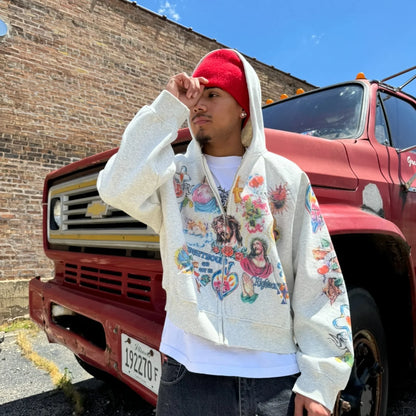American retro gothic rock letter print pattern oversized hoodie men's fashion Harajuku loose versatile sweatshirt couple style Street King Limited