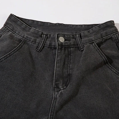 Men Black Jeans Multi-Pocket Distressed Denim Trousers American Vintage Straight Baggy Cargo Pants Hip Hop Streetwear Unisex Street King Limited