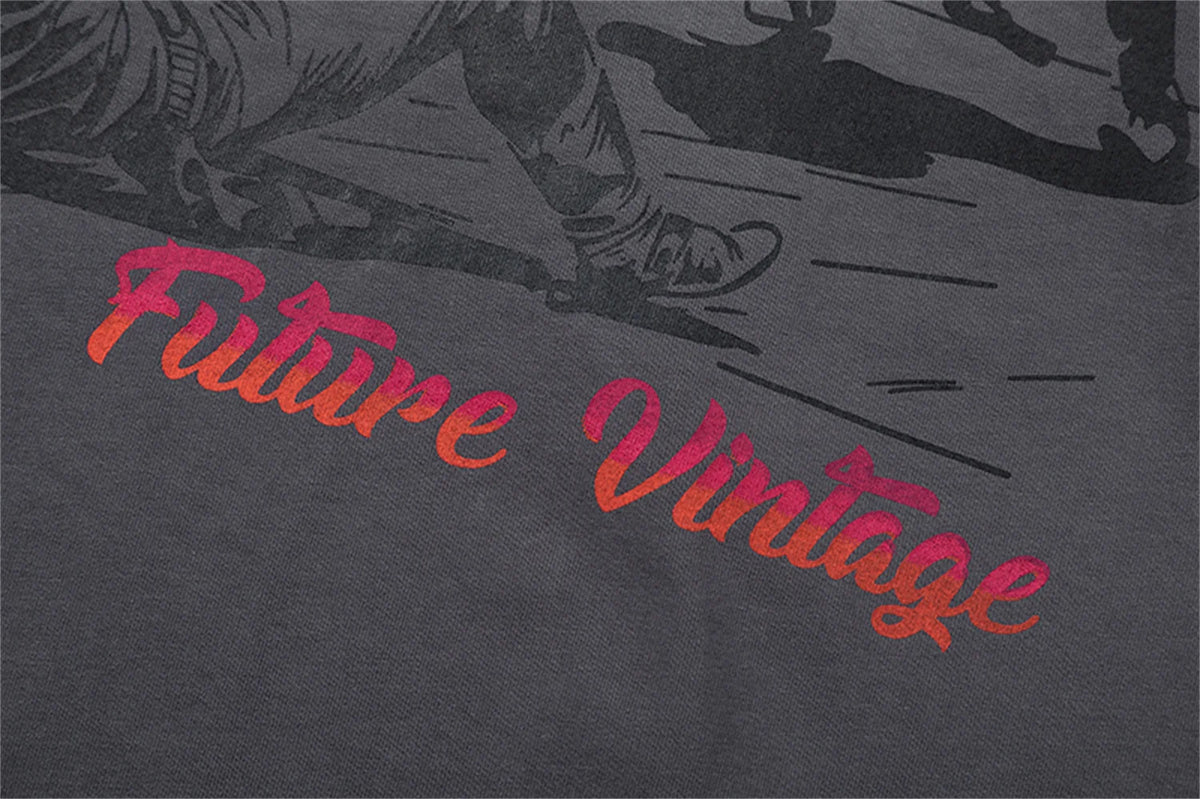 24ss Future Vintage Style "Western" Gradient Logo Metal Print Cowboy Sparkling Pink Short Sleeves T-Shirt For Men Street King Limited