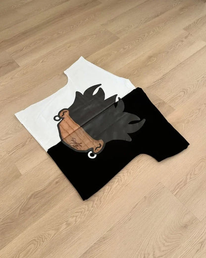 2024 High Street Hip-hop Retro Anime Print Short-sleeved Summer Street Cotton Round Neck Top Men Y2k Casual Oversized T-shirt Street King Limited