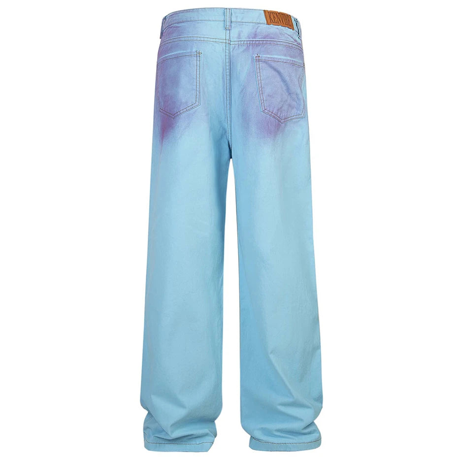 mens fashion baggy jeans dirty tie dye loose straight denim pants harajuku streetwear hip hop jeans trousers man unique jeans style 1205