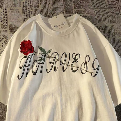 Pure cotton American retro dark skeleton short-sleeved T-shirts for men and women summer ins loose street style couple y2k tops Street King Limited