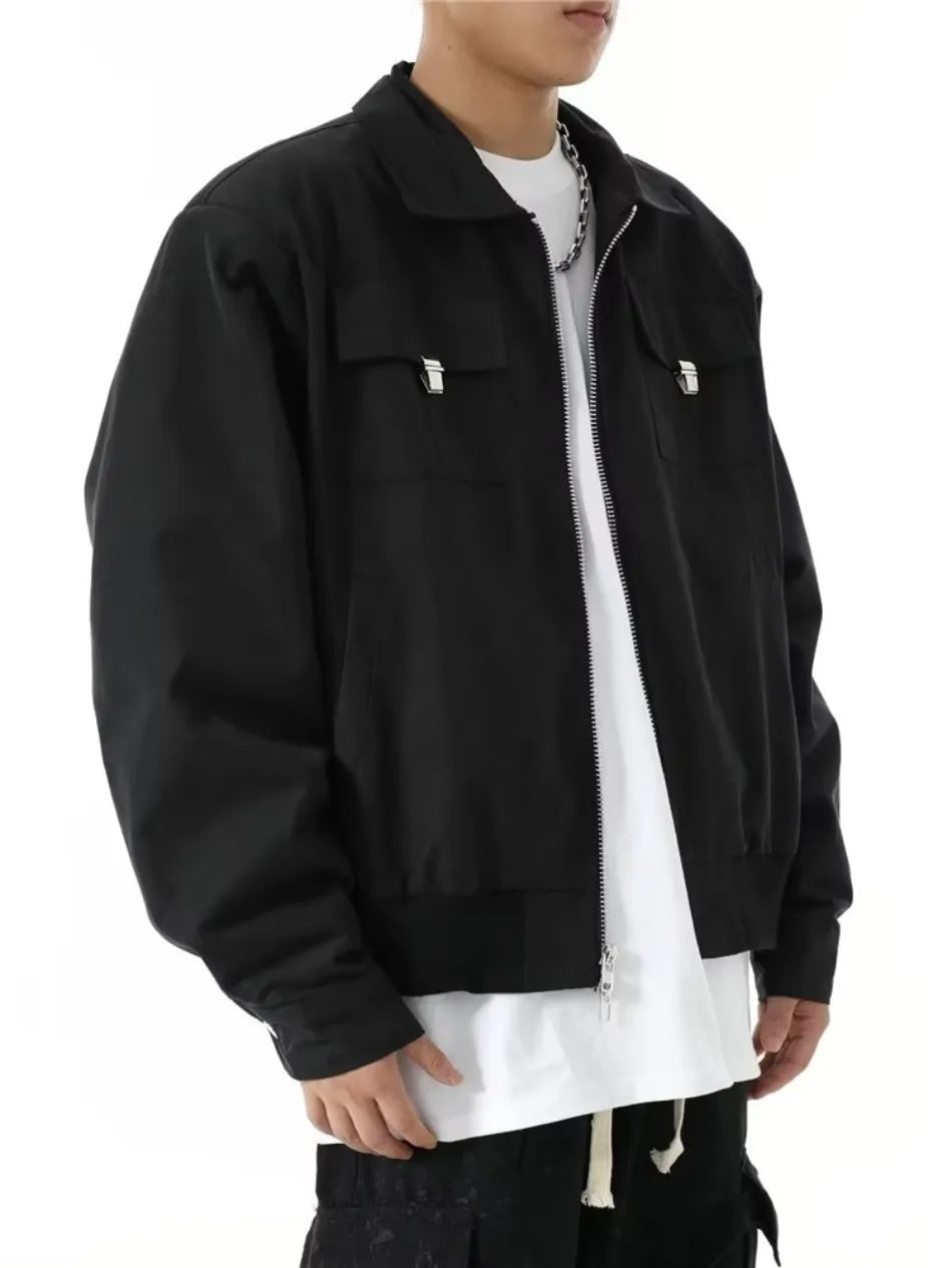 high street tooling bomber jacket mens spring retro double pocket loose short pilot coats lapel zipper khaki baseball jersey unique shorts style 3201
