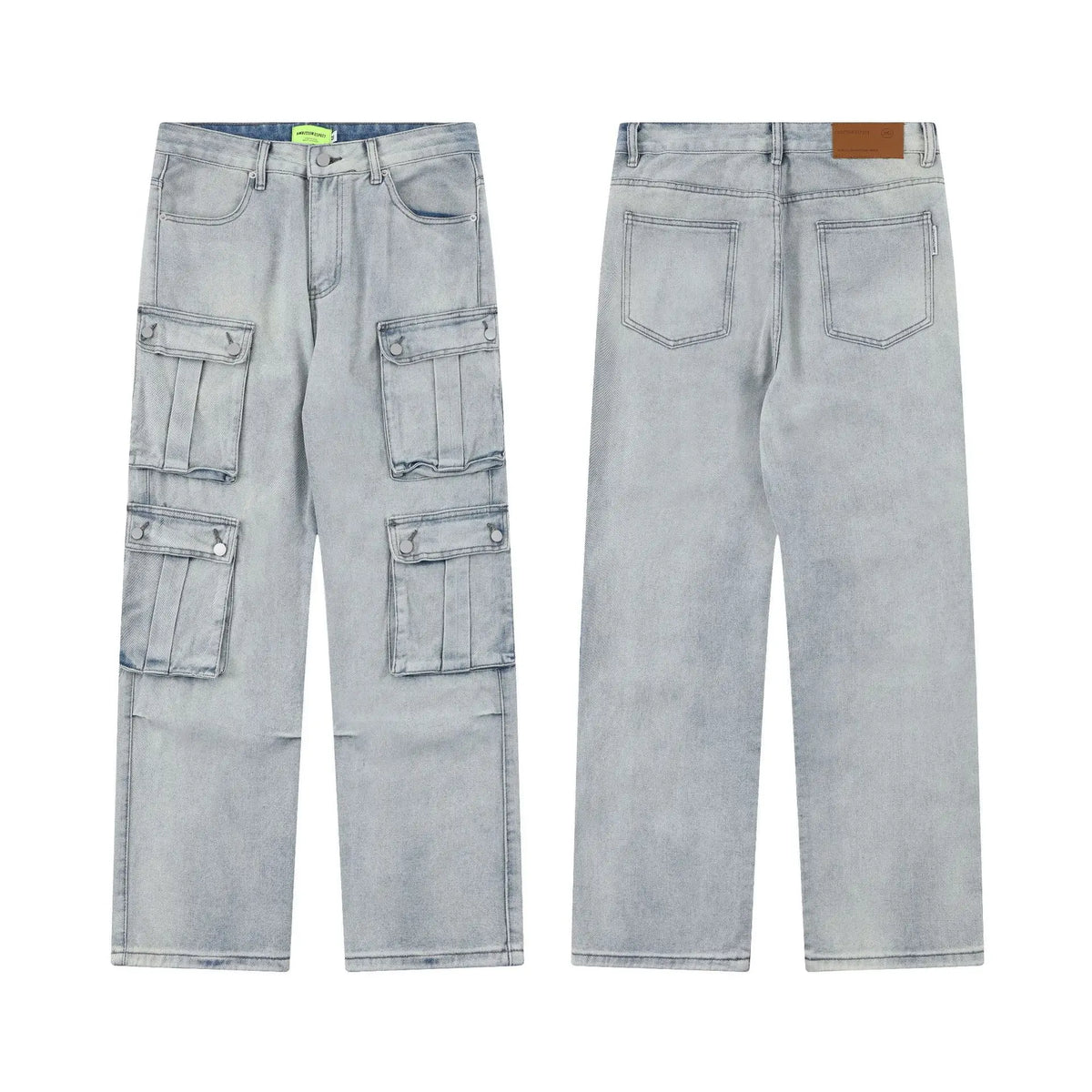 2024 multi pocket jeans vintage mens harajuku cargo denim pants retro hip hop straight loose jean pants military streetwear pants