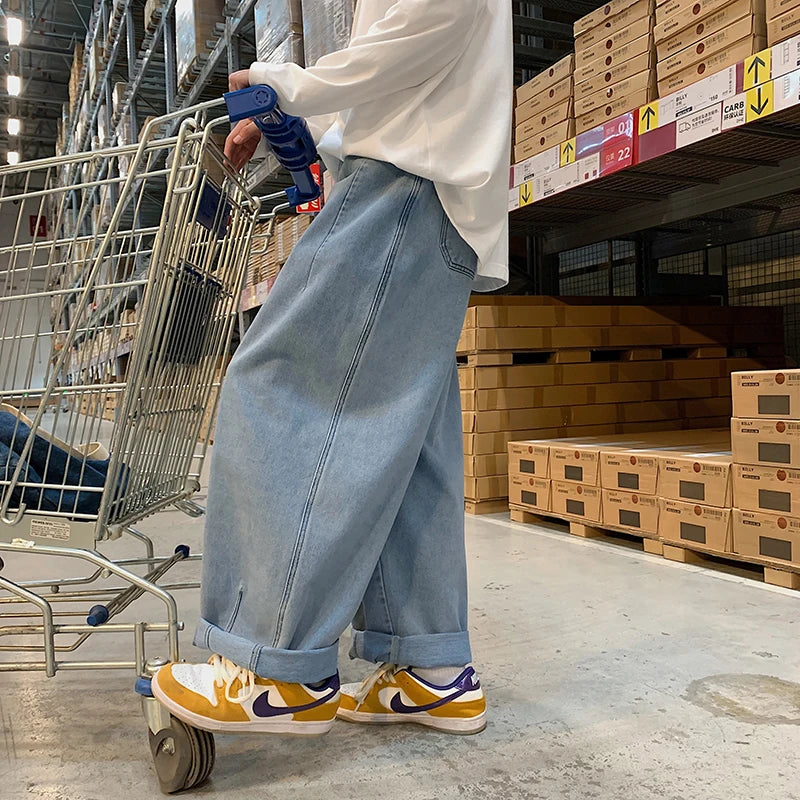 Men Wide Leg Jeans Loose Straight Baggy Denim Pant Men's Women's Streetwear Skateboard Pants Oversized Hip Hop Casual Trousers Street King Limited