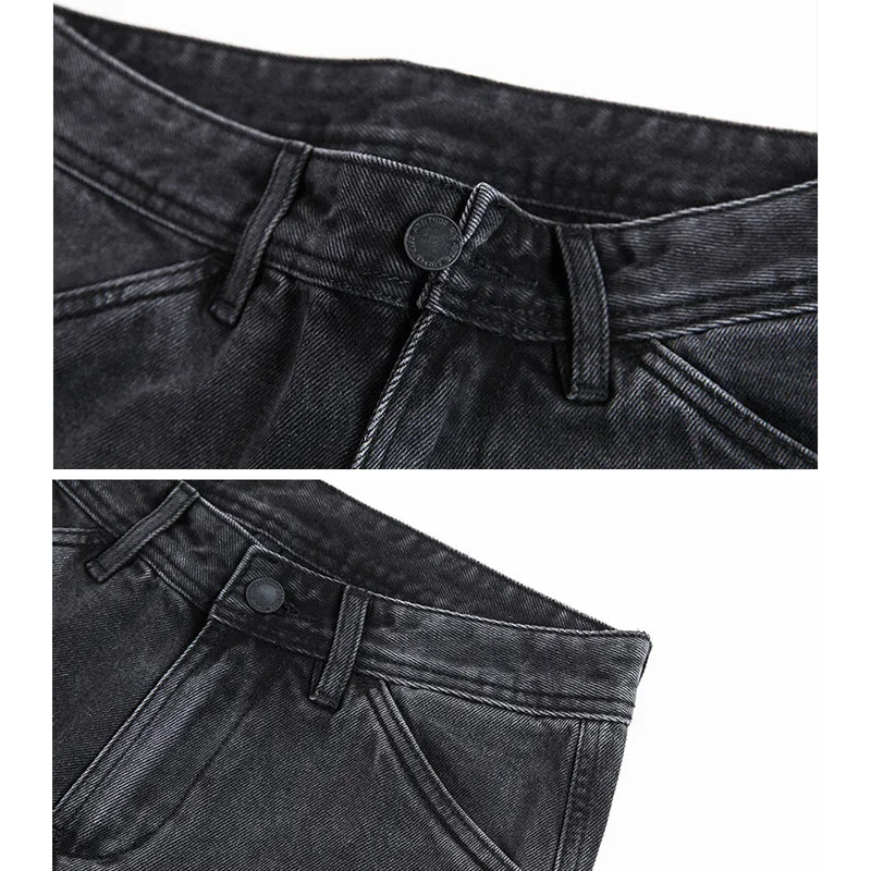 men retro fashion streetwear loose casual plus size straight denim cargo jeans pants man black gray jeans trousers unique cargo style 1840