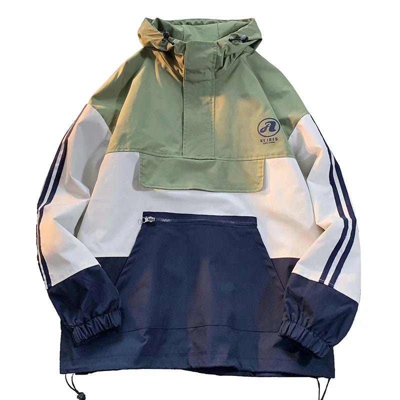 mens outerwear fashion print patchwork college style jackets zip up hooded jcket 2024 new plus size man women windbreaker clean everyday pants