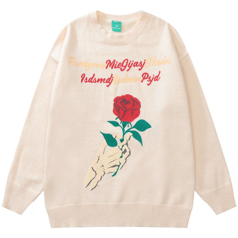 "Long Rose" Unisex Men Women Streetwear Graphic Sweater Daulet Apparel