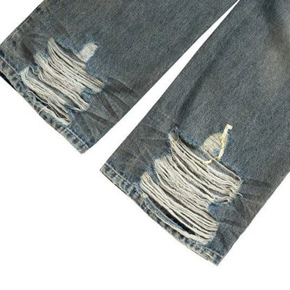 vintage men jeans blue baggy denim pants dirty washed retro loose straight jeans trousers denim street jeans